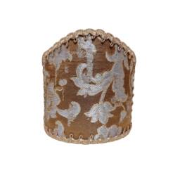 Pair Of Clip-On Wall Sconces Shield Shades Silk Jacquard Rubelli Fabric Les Indes Galantes Pattern Mini Lampshade - Handmade in Italy - thumbnail 3