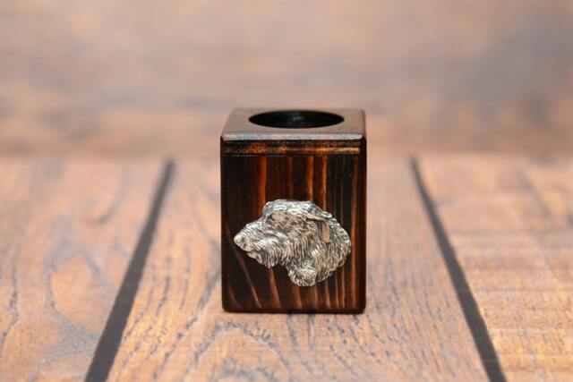 Irish Wolfhound - Wooden Candlestick With Dog, Souvenir, Decoration, Limited Edition, Collection - image 1