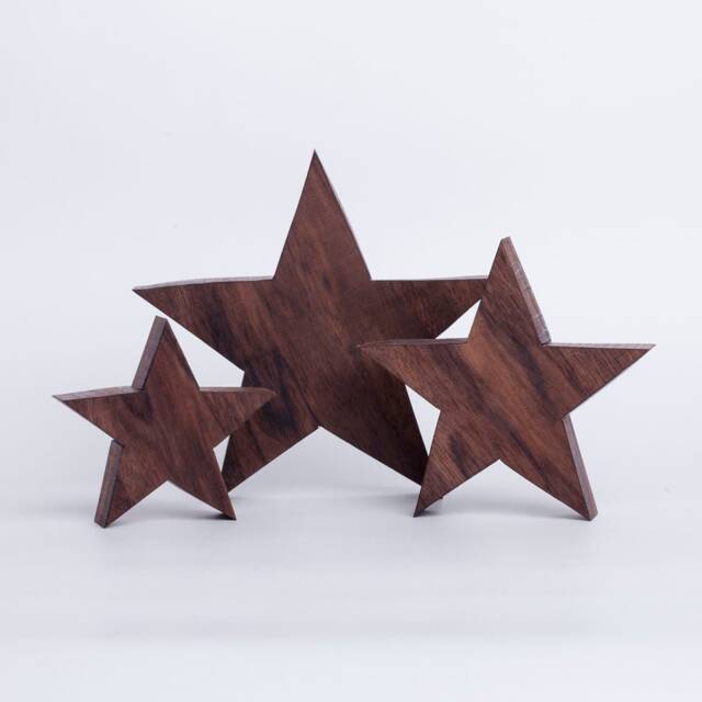 Wooden Star Made Of Walnut // Christmas Decoration Three Pieces - image 1