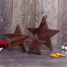 Wooden Star Made Of Walnut // Christmas Decoration Three Pieces - thumbnail 2