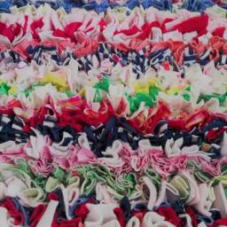 Bedside Rag Rug, Proggy Mat, Custom Made, Re-Cycled Fabric, Memory Rug - thumbnail 3