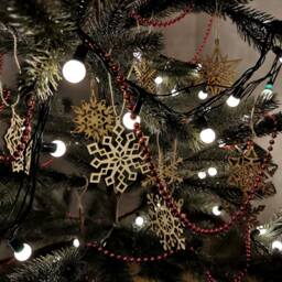 Laser Cut Wooden Snowflakes Ornament Set Of 16, Rustic Christmas Decor - thumbnail 2