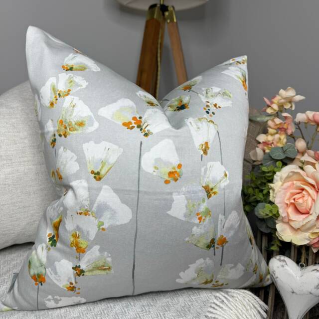Romo Cushion Cover, Decorative Pillow Floral Case, Covers, Honor Fabric By Romo - Saphire Grey Orange Double Sided - image 1