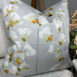 Romo Cushion Cover, Decorative Pillow Floral Case, Covers, Honor Fabric By Romo - Saphire Grey Orange Double Sided - thumbnail 2