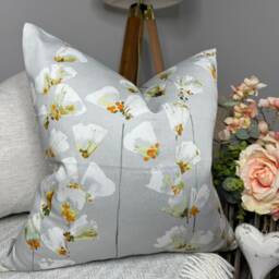 Romo Cushion Cover, Decorative Pillow Floral Case, Covers, Honor Fabric By Romo - Saphire Grey Orange Double Sided - thumbnail 1