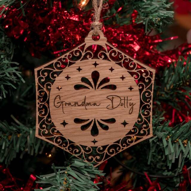 Oak, Cherry Or Walnut - Personalised Christmas Xmas Tree Decoration/Bauble Ornament Perfect Memorial Gift Wooden Wood Engraved - image 1
