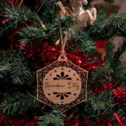 Oak, Cherry Or Walnut - Personalised Christmas Xmas Tree Decoration/Bauble Ornament Perfect Memorial Gift Wooden Wood Engraved - thumbnail 2