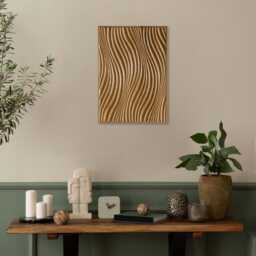 Wall Art Wooden Wall Decor Ocean Waves Accent Minimalist Coastal Living Room Beach House Bedroom Wood Sculpture Housewarming Gif - thumbnail 3