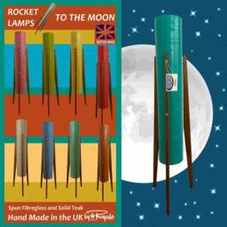 Turquoise Rocket Lamp Mid-Century Modern Teak Floor Lamp - thumbnail 3