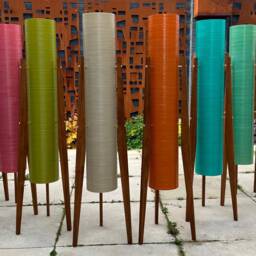 Turquoise Rocket Lamp Mid-Century Modern Teak Floor Lamp - thumbnail 2