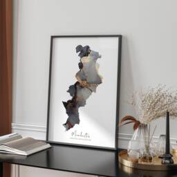 Manchester Map Black & Gold Wall Art Print- Greater - England United Kingdom Great Britain - thumbnail 1