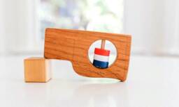 Oklahoma State Baby Rattle Modern Cherry Wood Toy