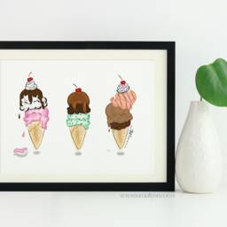 Ice Cream Illustration Print - Dessert Food Art, 11x14 - thumbnail 2