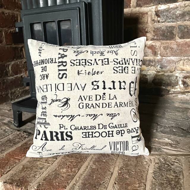 23. Handmade Shabby Chic Paris Natural Linen Cotton Cushion Cover