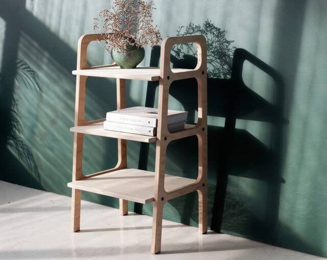 Mid Century Modern Bookcase Wooden Ladder Shelf, Home Decor - image 1