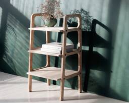 Mid Century Modern Bookcase Wooden Ladder Shelf, Home Decor - thumbnail 1