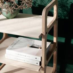 Mid Century Modern Bookcase Wooden Ladder Shelf, Home Decor - thumbnail 2