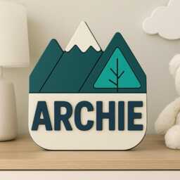 Personalized Mountain Nursery Name Sign Woodland Decor - thumbnail 1