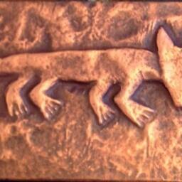 Lion & Bird Petroglyph Copper Wall Hanging - thumbnail 3