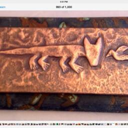 Lion & Bird Petroglyph Copper Wall Hanging - thumbnail 2