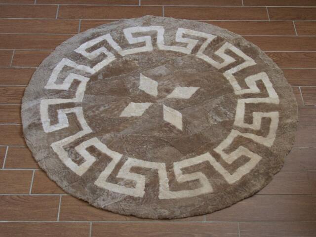 Handmade Round Shaped Sheepskin Rug, Carpet, Searling Fur Rug