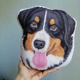 Custom Hand-Painted Dog Portrait Pillow, Pet Memorial Gift - thumbnail 3