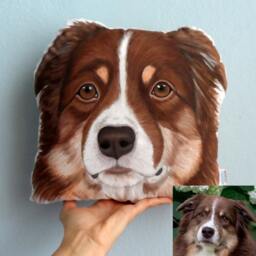 Custom Hand-Painted Dog Portrait Pillow, Pet Memorial Gift - thumbnail 2