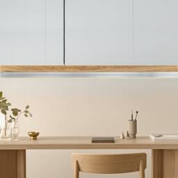 Pendant Lamp - Oak Wood & Stainless Steel Dining Room Gantlights Led - thumbnail 2