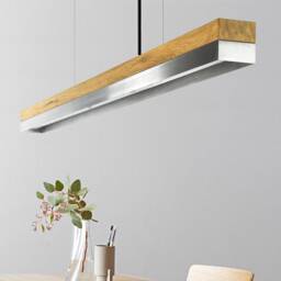 Pendant Lamp - Oak Wood & Stainless Steel Dining Room Gantlights Led - thumbnail 3