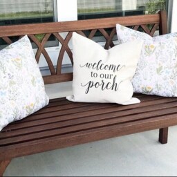 Linen Farmhouse Pillow Cover Welcome To Our Porch, Rustic Decor - thumbnail 2