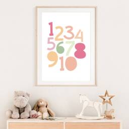 Pastel Numbers Print, Girls Nursery Prints, Playroom Wall Art, Poster, Educational Learning - thumbnail 3