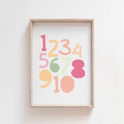 Pastel Numbers Print, Girls Nursery Prints, Playroom Wall Art, Poster, Educational Learning - thumbnail 1