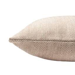 Faux Wool Linen Blend Herringbone Boudoir Cushion in Latte Brown. Traditional Linen-Mix Effect Fabric. 17x12 - thumbnail 2