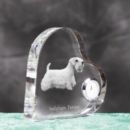 Sealyham Terrier - Crystal Clock in The Shape Of A Heart With Image Pure-Bred Dog - thumbnail 3