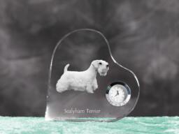 Sealyham Terrier - Crystal Clock in The Shape Of A Heart With Image Pure-Bred Dog - thumbnail 1