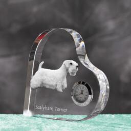 Sealyham Terrier - Crystal Clock in The Shape Of A Heart With Image Pure-Bred Dog - thumbnail 2
