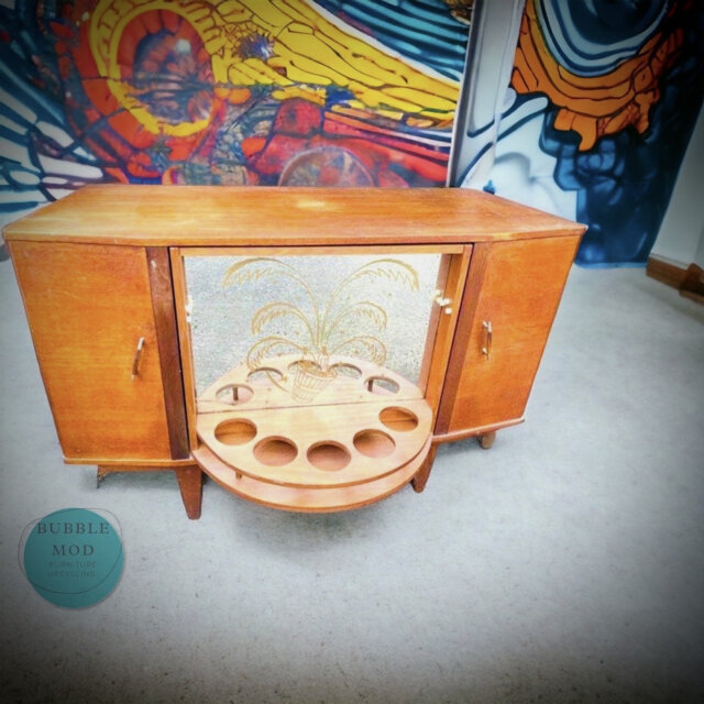 Vintage Teak Rotating Cocktail Bar Mid-Century Modern Drinks Cabinet - image 1