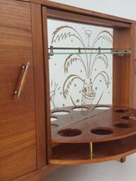 Vintage Teak Rotating Cocktail Bar Mid-Century Modern Drinks Cabinet - thumbnail 2