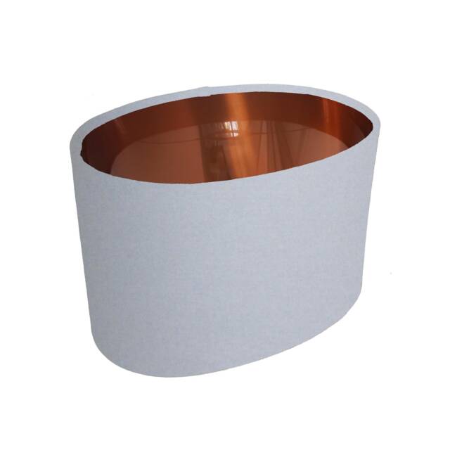 Grey Oval Drum Lampshade, Cotton With Copper Lining - image 1