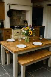 Handcrafted Farmhouse Dining Table With Square Legs - Repurposed Timber Bespoke Sizes