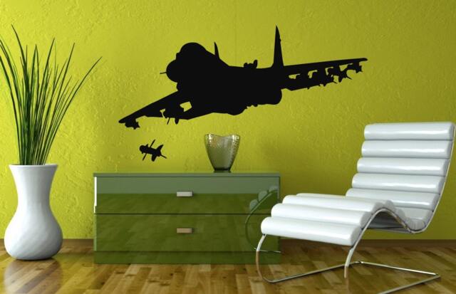Plane Wall Decals Jet Fighter Vinyl Sticker Firing Missile Flying Decal Home Decor Bedroom Chu868 - image 1