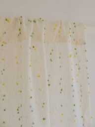 Pompom Linen Sheer Curtain, 4 Colors, Kids Room Nursery Custom Curtain Panel, For Bedroom & Livingroom, 1Pc - thumbnail 1