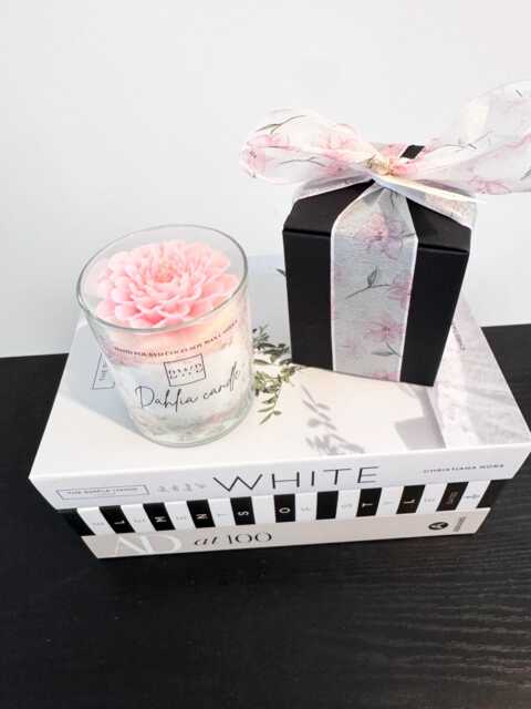Dahlia Flower Candle - Hand-Poured Coco Soy Sculpted Floral Birthday Gift Luxury Box 40 Hour Burn 220 Grams - image 1