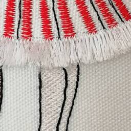 Embroidered Christmas Cushion Cover 1950S Lady With Fringe - 40x40 cm - thumbnail 3