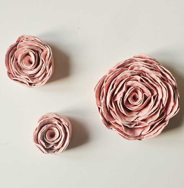 Handmade Ceramic Rose, Melon Peach Floral Wall Art, UK Made - image 1
