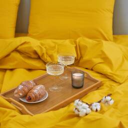 Mustard Cotton Flat Sheet 300Tc Bedding, Custom Sizes Available - thumbnail 3