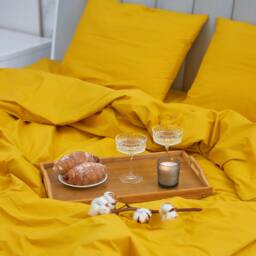 Mustard Cotton Flat Sheet 300Tc Bedding, Custom Sizes Available - thumbnail 2