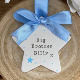 Hand Stamped Ceramic Star New Big Brother/Sister Gift - thumbnail 3
