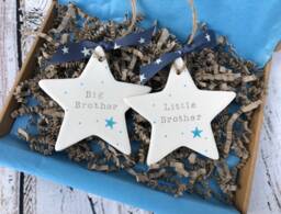 Hand Stamped Ceramic Star New Big Brother/Sister Gift - thumbnail 1
