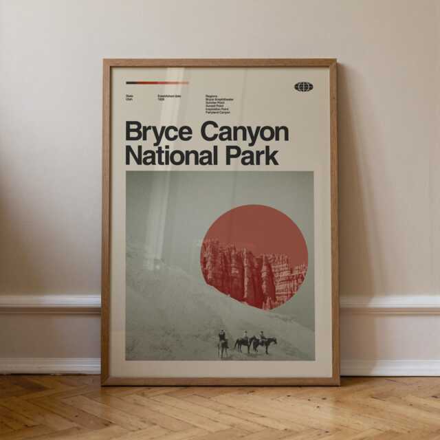 Bryce Canyon National Park Mid-Century Travel Poster, Abstract Minimalist Art Print, Utah Poster - image 1